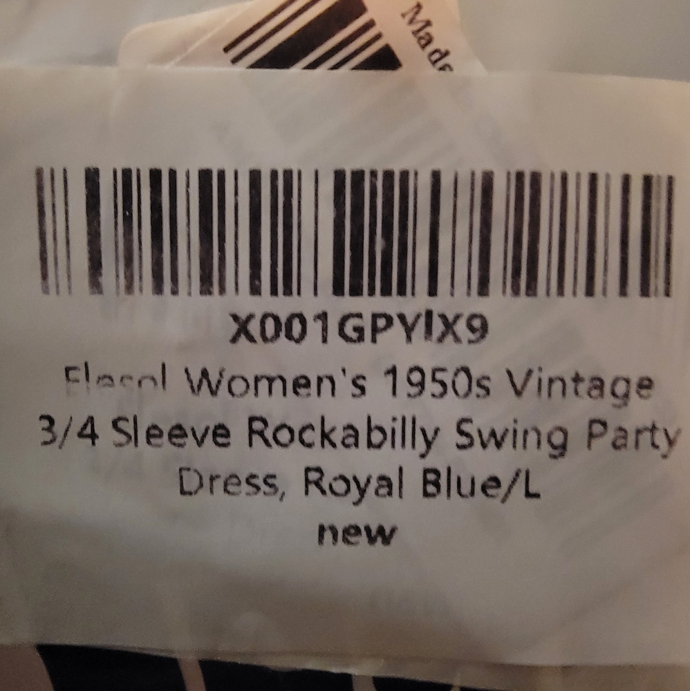 New ELESOL swing dress 3/4 sleeve Royal Blue. Size L - Picture 4 of 5